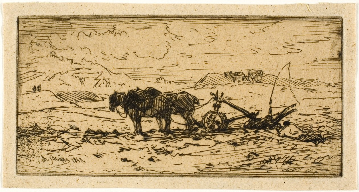 Pflüger und sein Team ruhen sich aus von Charles Emile Jacque