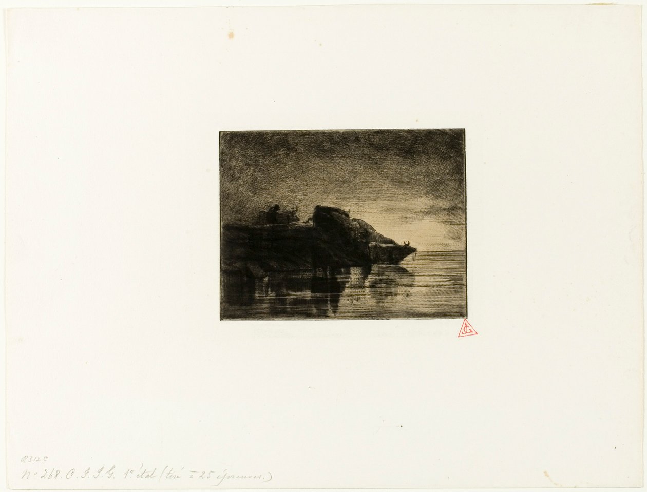 Sechs Kühe an einer Tränke von Charles Emile Jacque