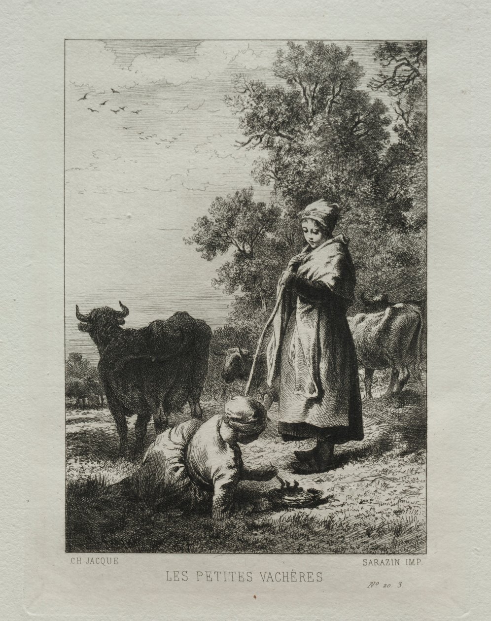 Die kleinen Kuhhirten von Charles Emile Jacque