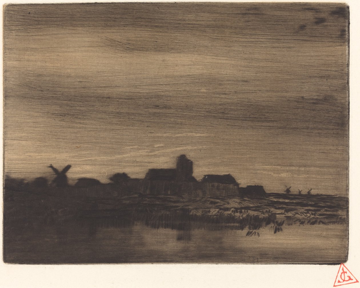 Dorf am Wasser von Charles Emile Jacque