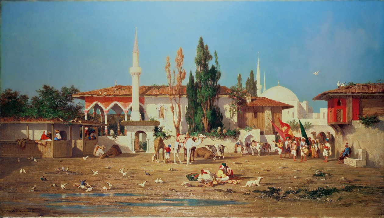 Araber marschieren aus der Stadt von Charles Émile de Tournemine