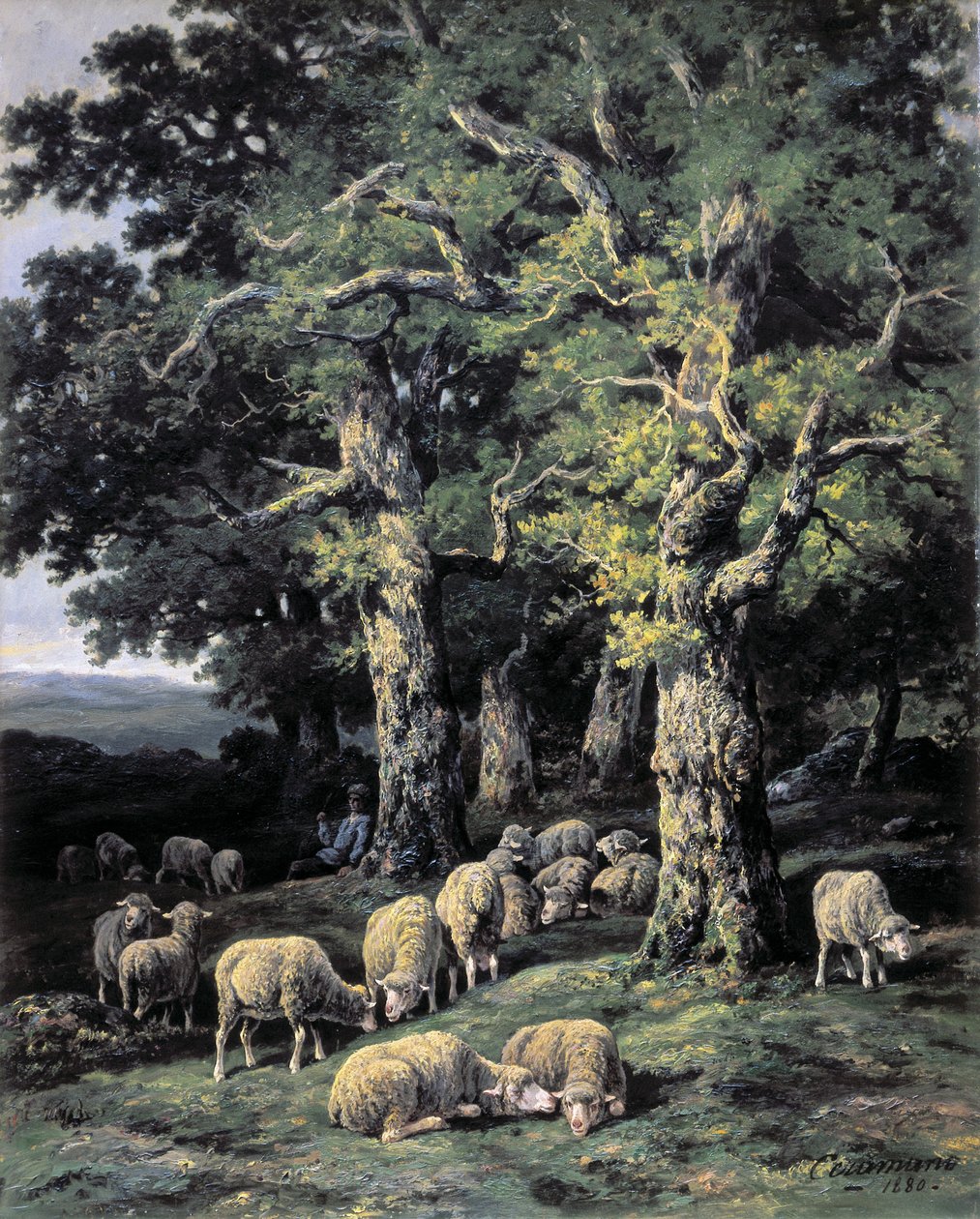 Schafe im Wald von Charles Ferdinand Ceramano