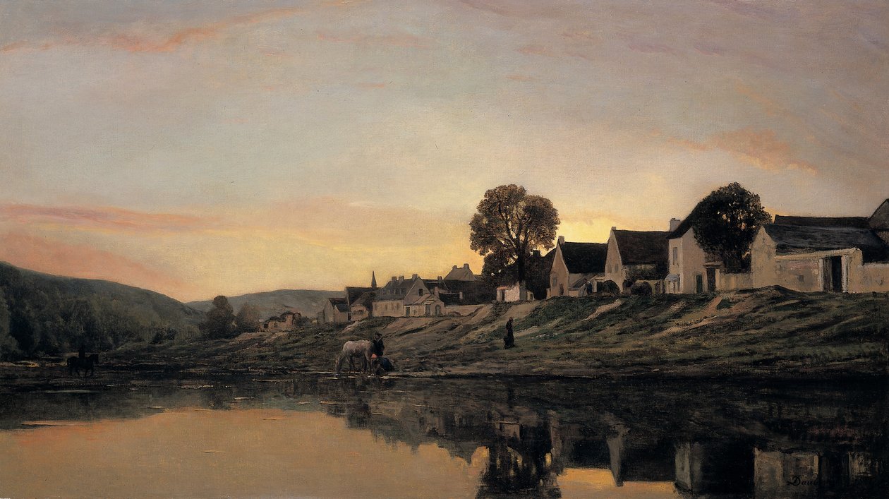 Ein Dorf in der Nähe von Bonnieres, 1861 von Charles Francois Daubigny