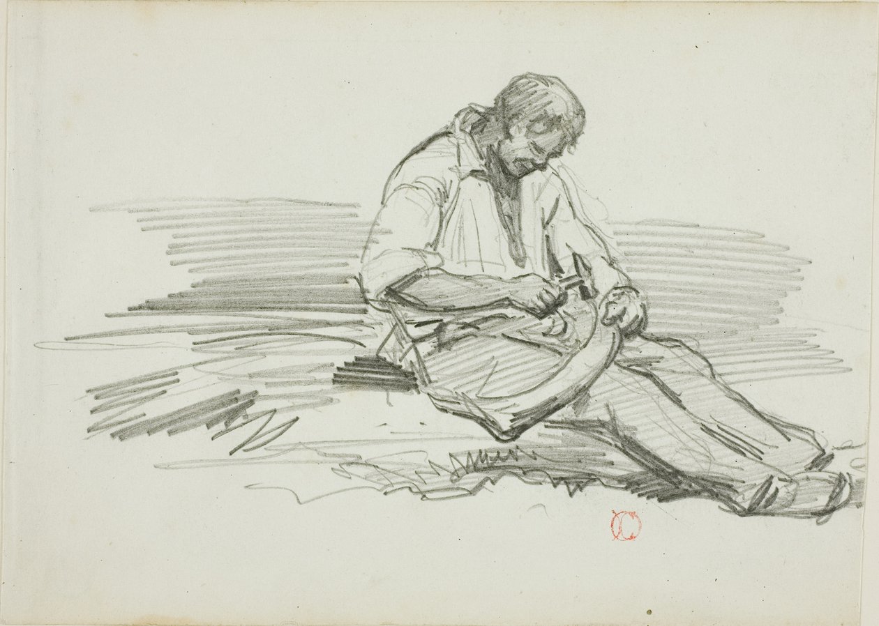 Mann repariert Sense von Charles Francois Daubigny
