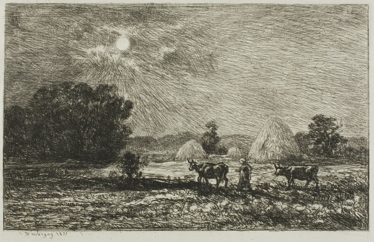Mondschein in Valmondois von Charles Francois Daubigny