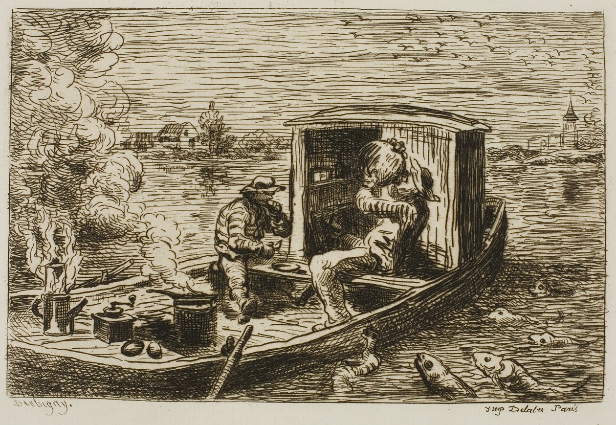 Schlucken (Mahlzeit auf dem Boot) von Charles Francois Daubigny