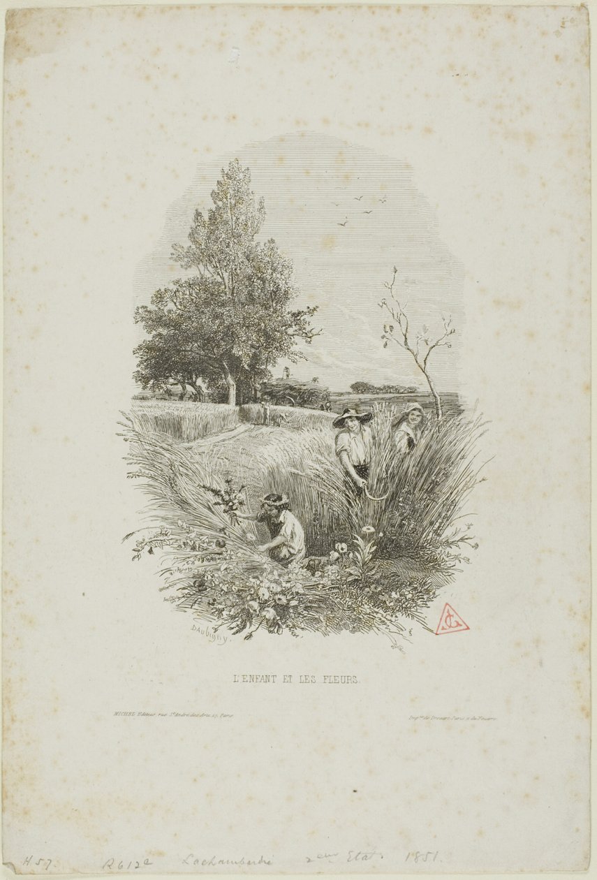 Das Kind und die Blumen von Charles Francois Daubigny
