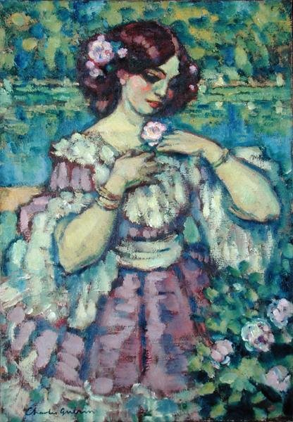 Dame mit einer Rose von Charles Francois Prosper Guerin