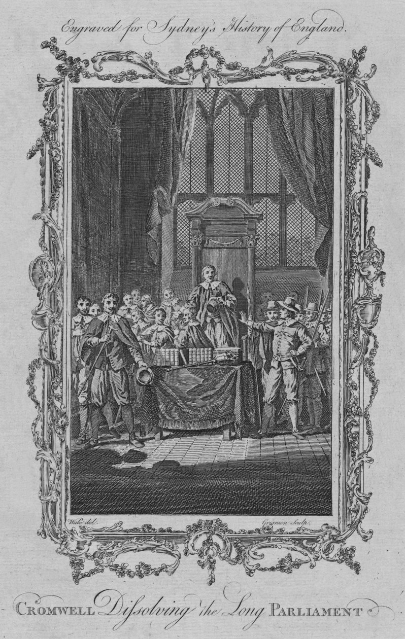 Cromwell löst das Lange Parlament auf, 1773 von Charles Grignion