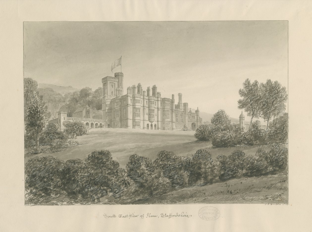 Ilam (Sepia-Zeichnung) von Charles Joseph Hullmandel