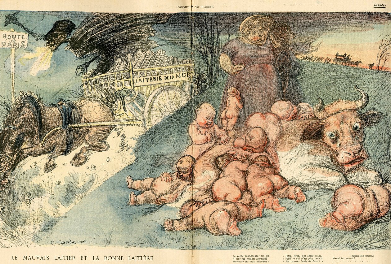 Der Butterteller, Satirisch in Farben von Charles Leandre