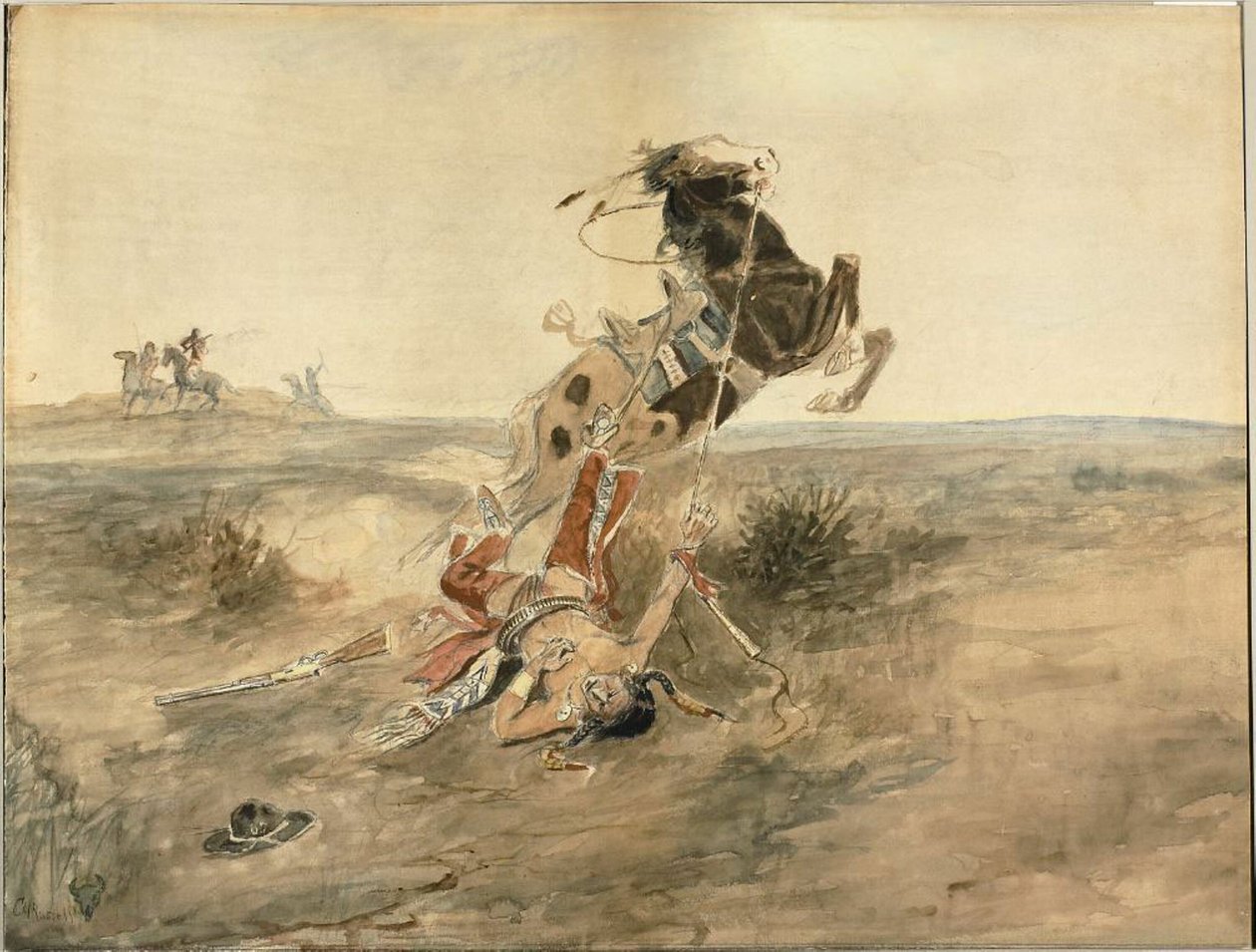 Gefallener Indianerkrieger von Charles Marion Russell