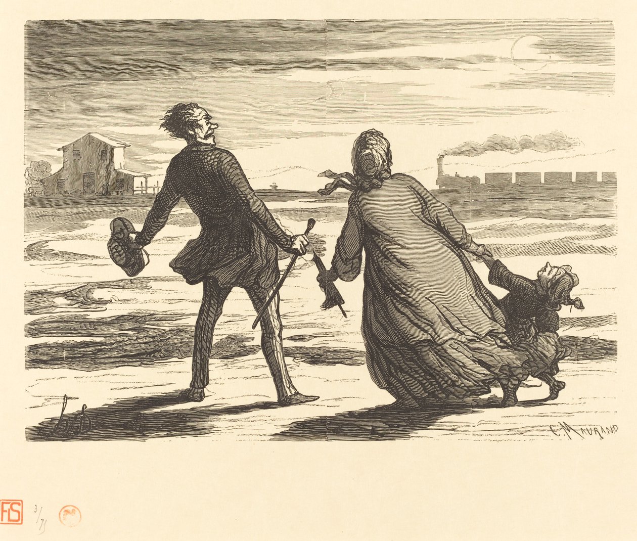 Zu spät! von Charles Maurand after Honoré Daumier