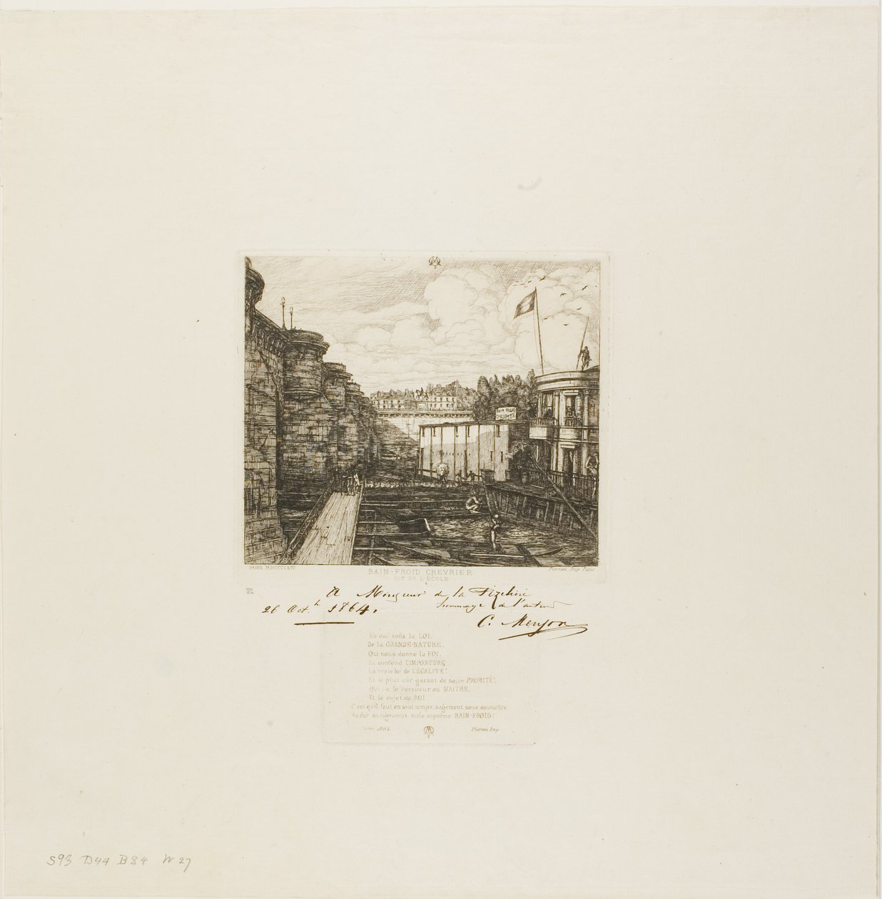 Chevriers Kaltbadeanstalt, Paris von Charles Meryon