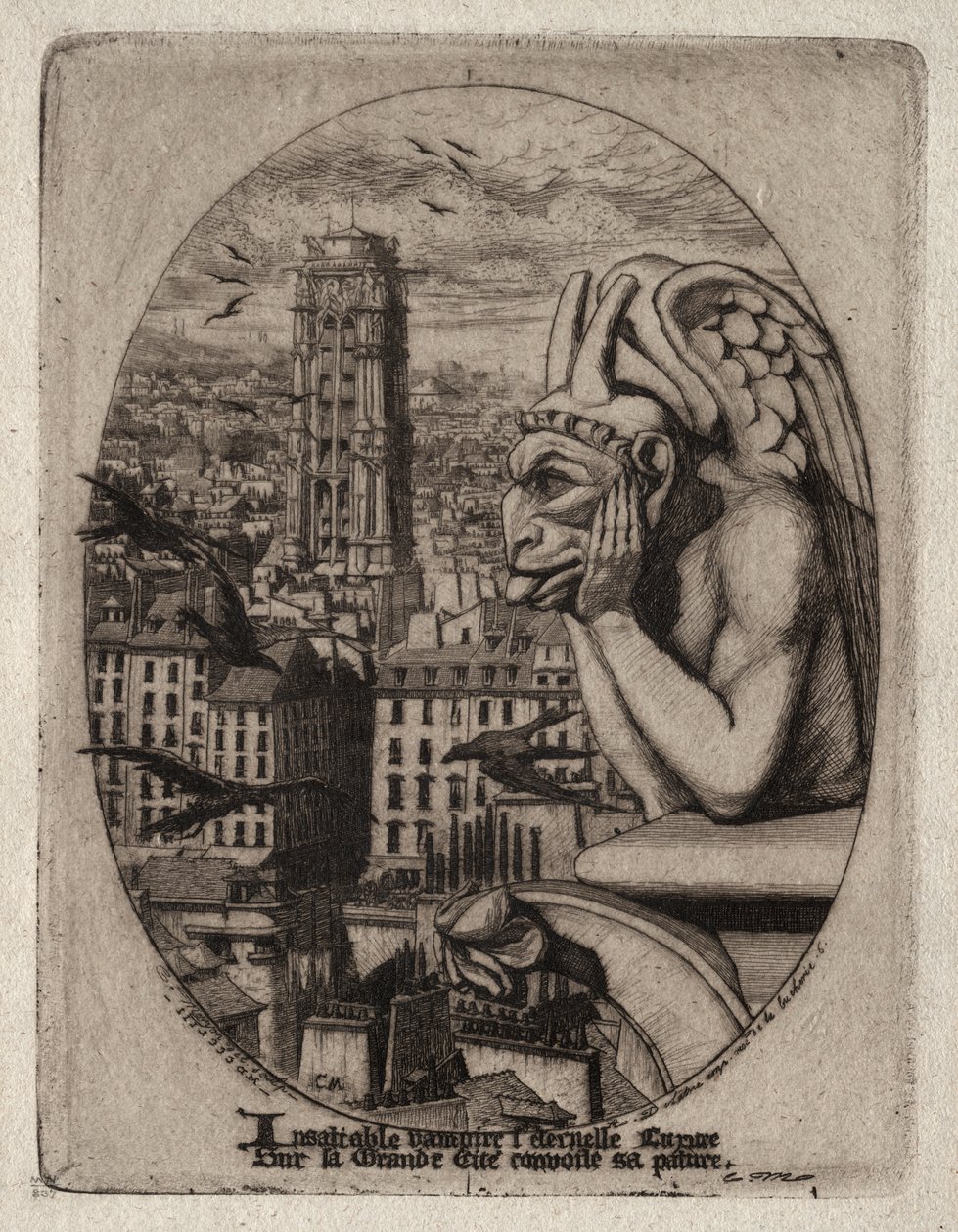 Radierungen von Paris: Der Wasserspeier von Charles Meryon