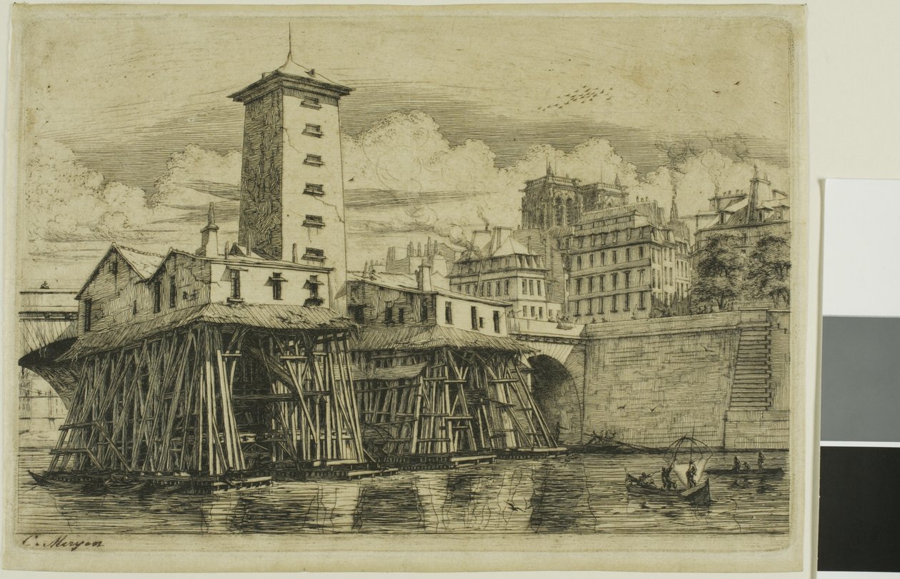 La Pompe Notre-Dame, Paris von Charles Meryon