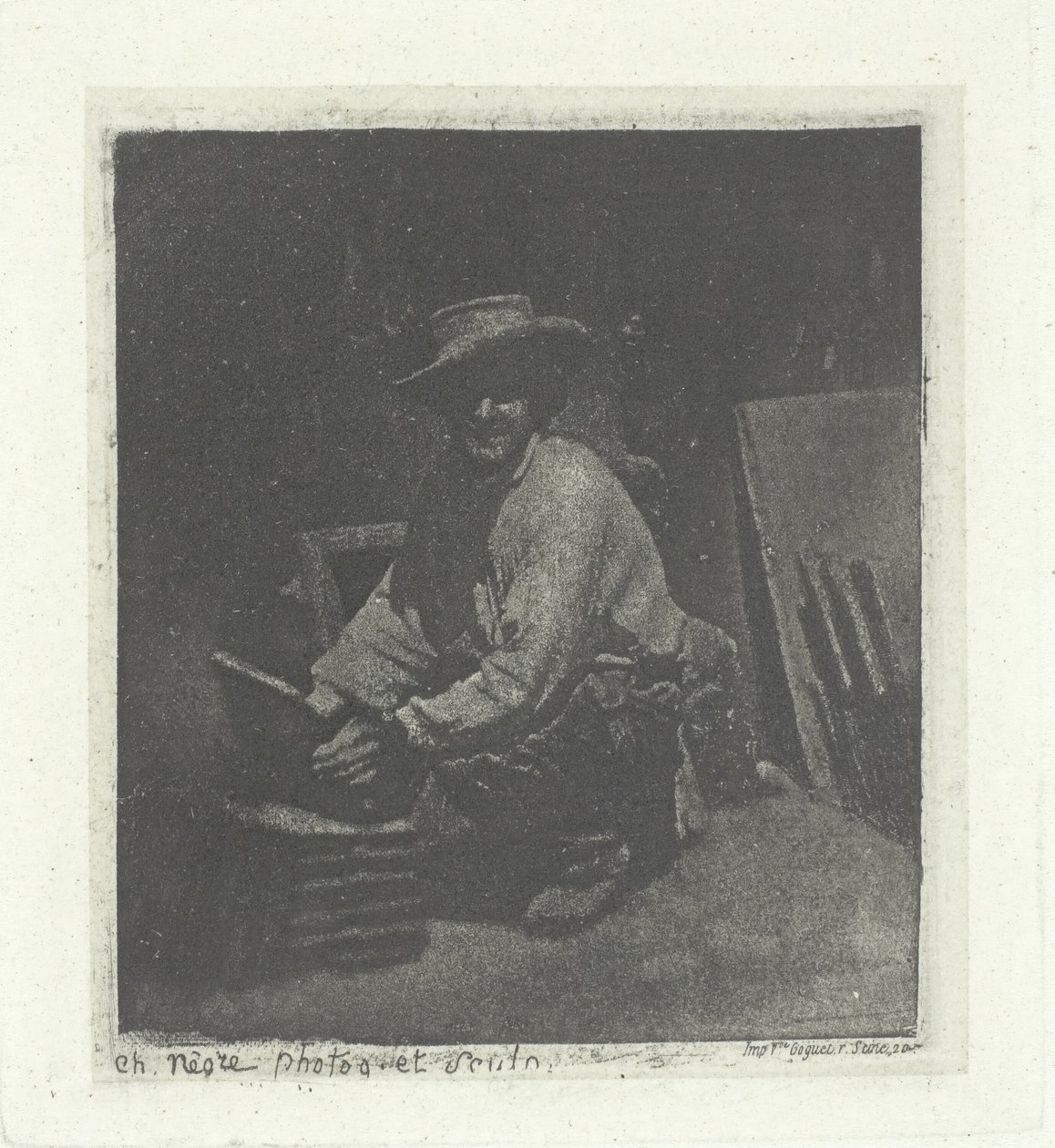 Kniender Maurer, Februar-März 1854, gedruckt 1982 von Charles Nègre