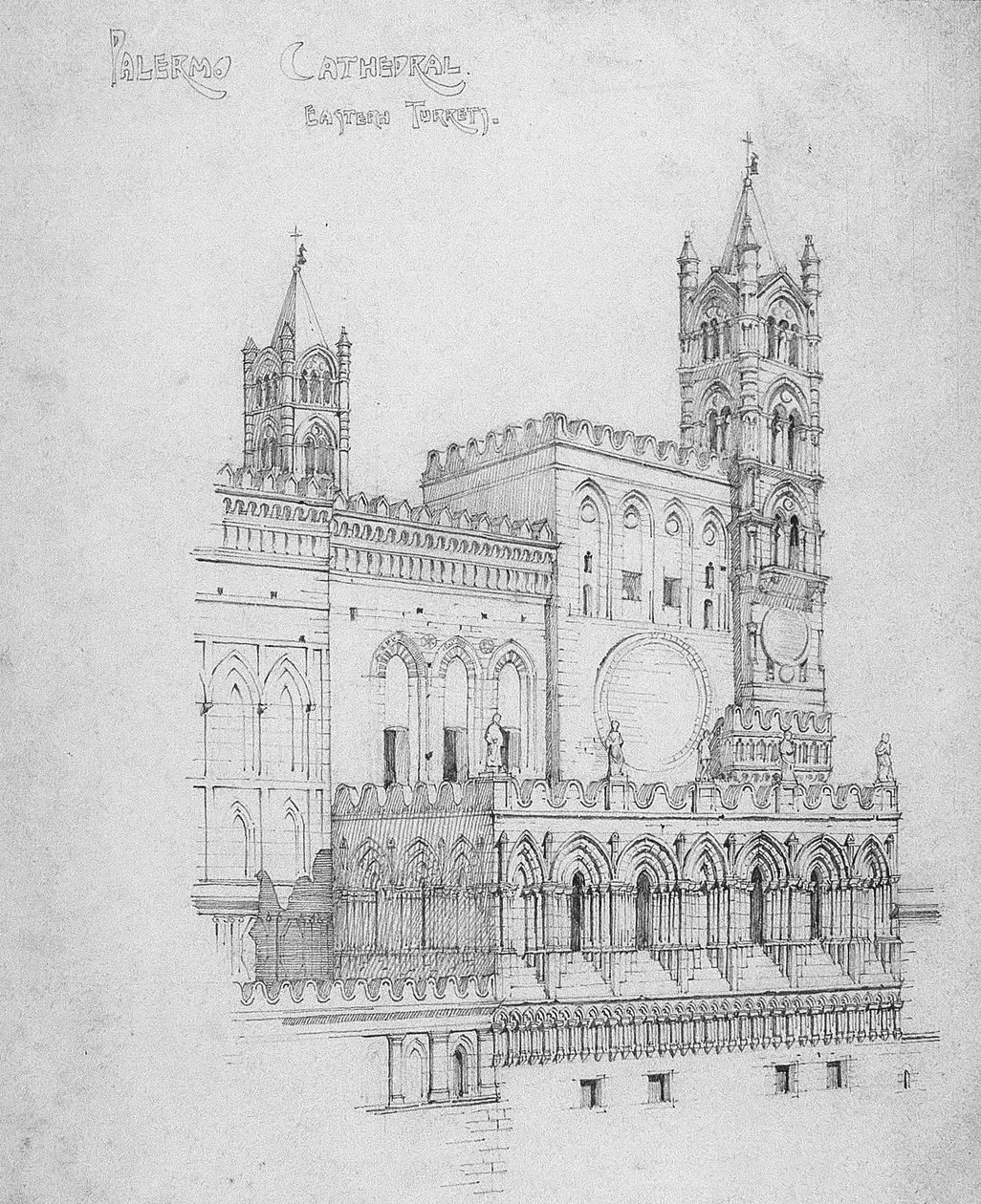 Palermo Kathedrale, östliche Türme, 1891 von Charles Rennie Mackintosh