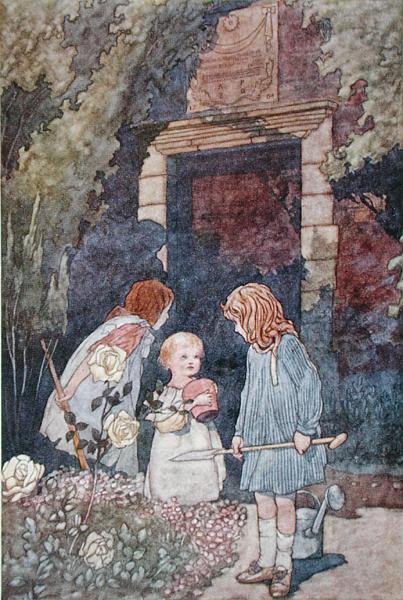 Der Kindergarten, veröffentlicht 1912 (Farblithografie) von Charles Robinson
