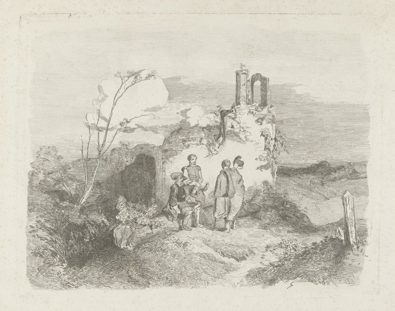 Männer bei einer Ruine von Charles Rochussen
