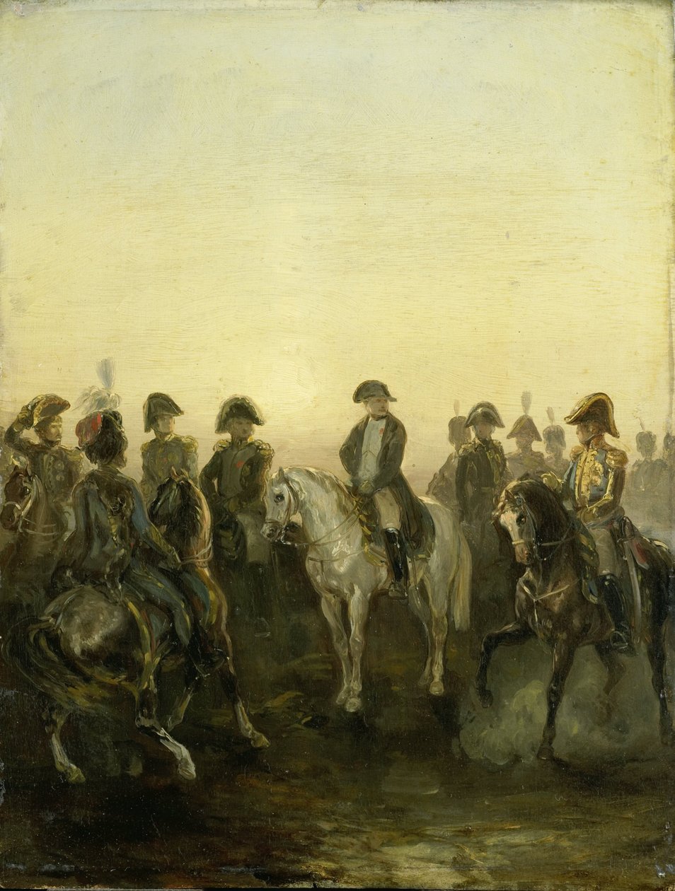 Napoleon mit seinem Stab von Charles Rochussen