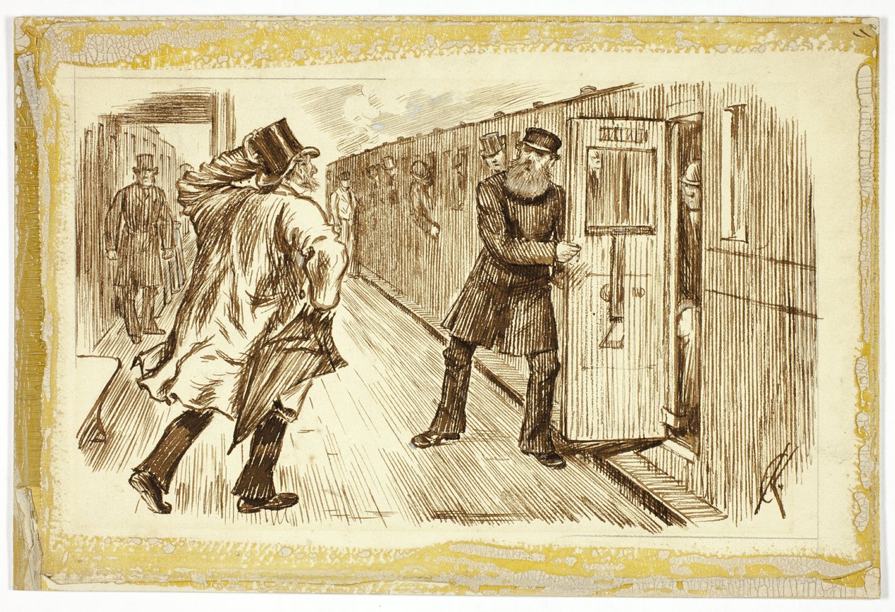 Mann, der den Zug erwischt von Charles Samuel Keene