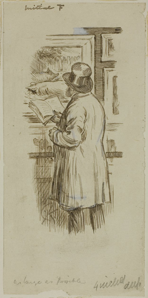 Mann bei der Ausstellung von Charles Samuel Keene