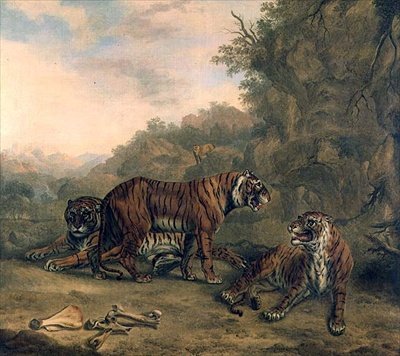 Tiger in einer bewaldeten Landschaft von Charles Towne