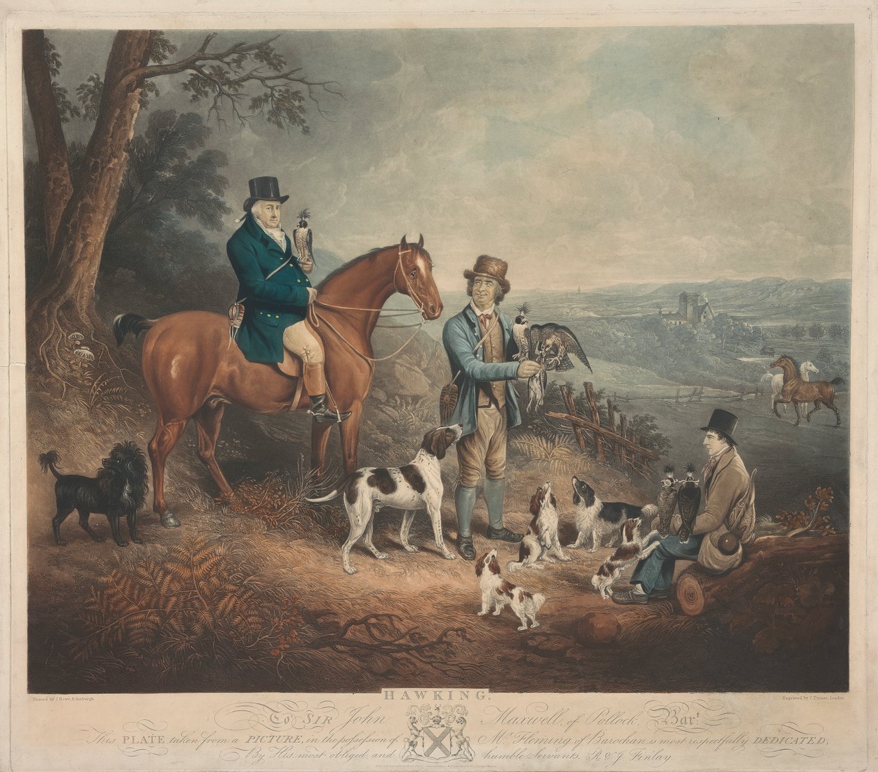 Malcolm Fleming von Barochan 1745-1811. Falknerei von Charles Turner