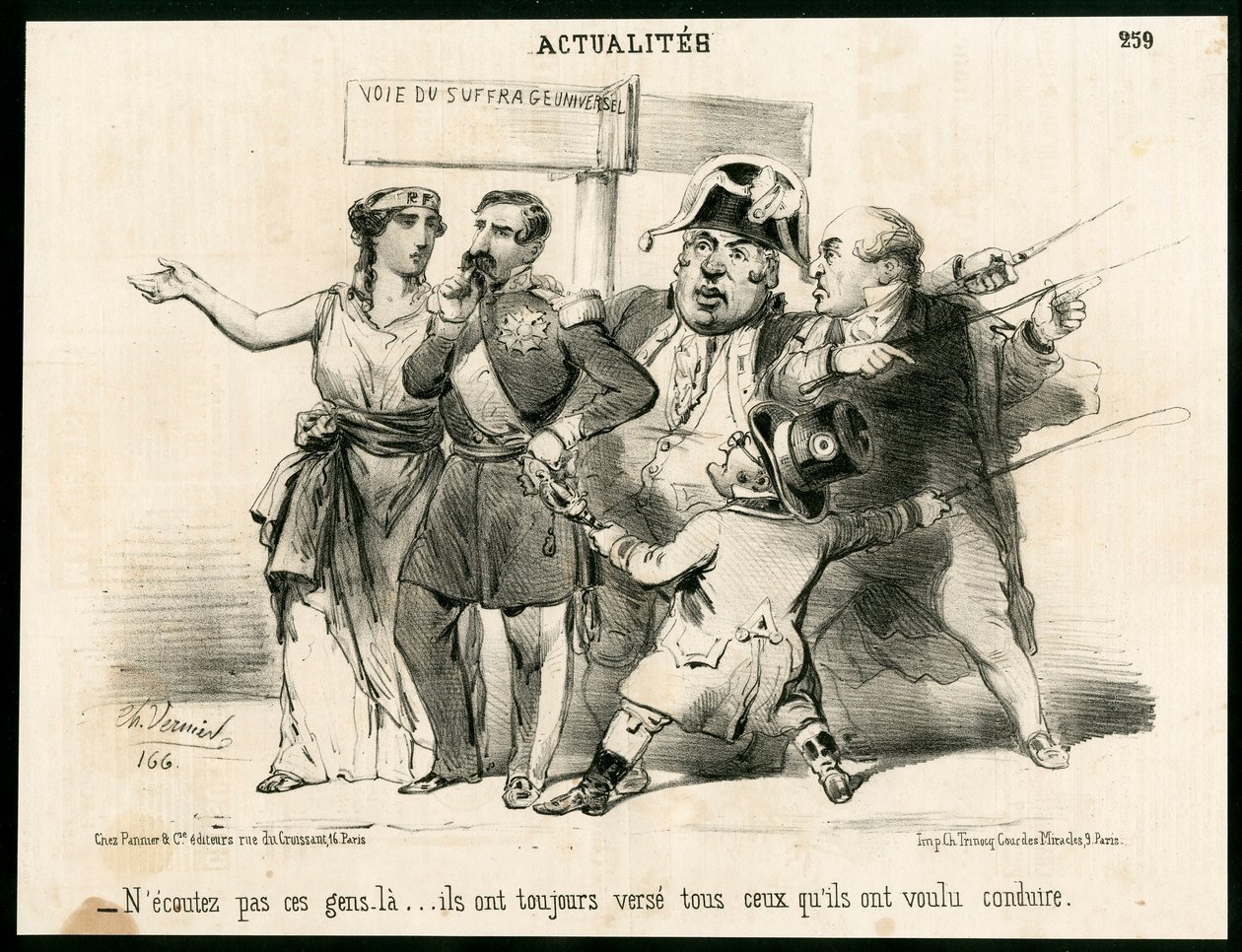 Le Charivari, Satirisch in Schwarz-Weiß von Charles Vernier