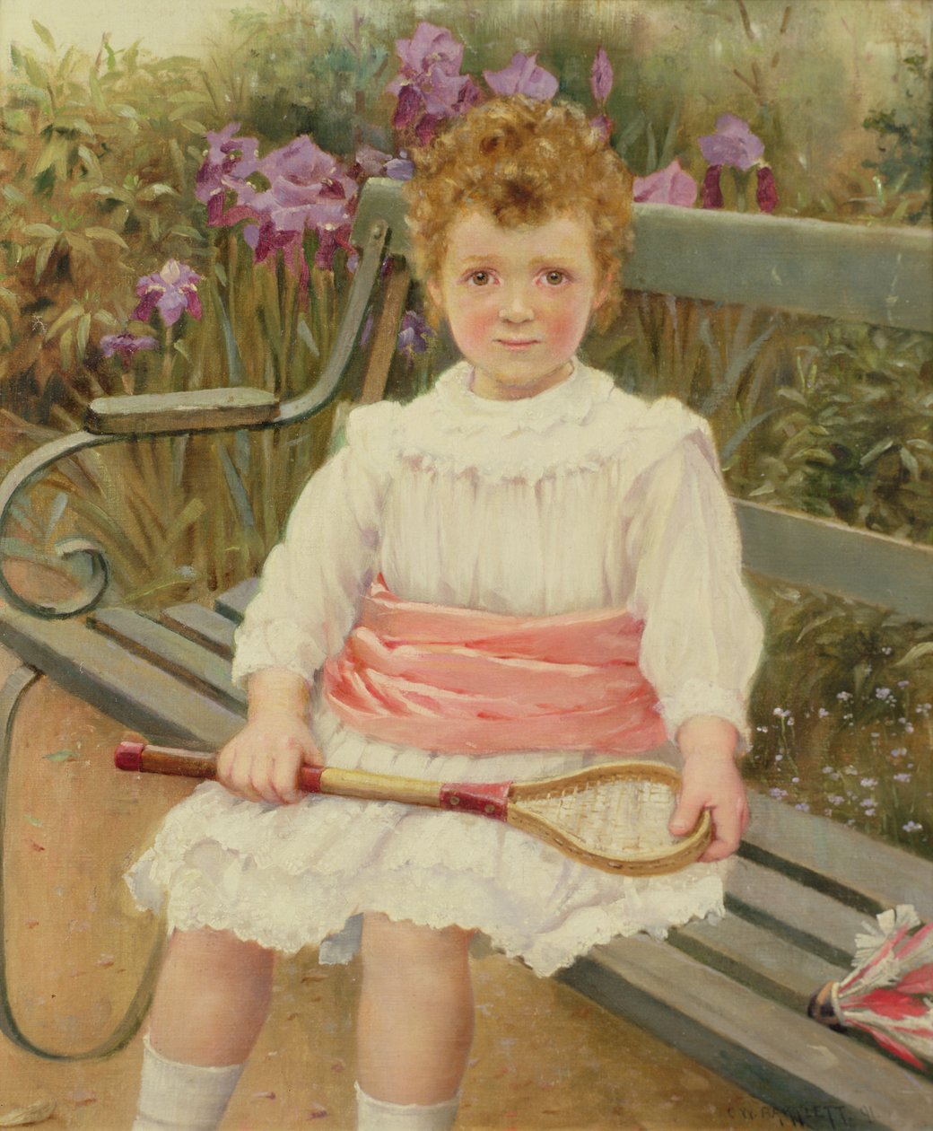 Mädchen mit einem Badmintonschläger von Charles William Bartlett