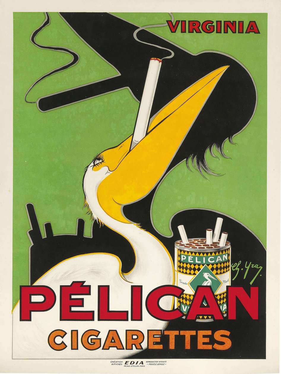 Pelican-Zigaretten, ca. 1930 von Charles Yray