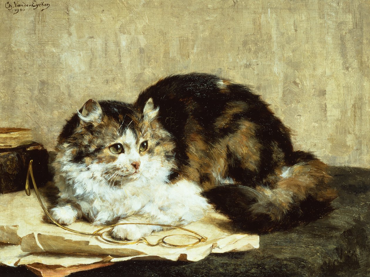 Eine getigerte Katze von Charles van den Eycken