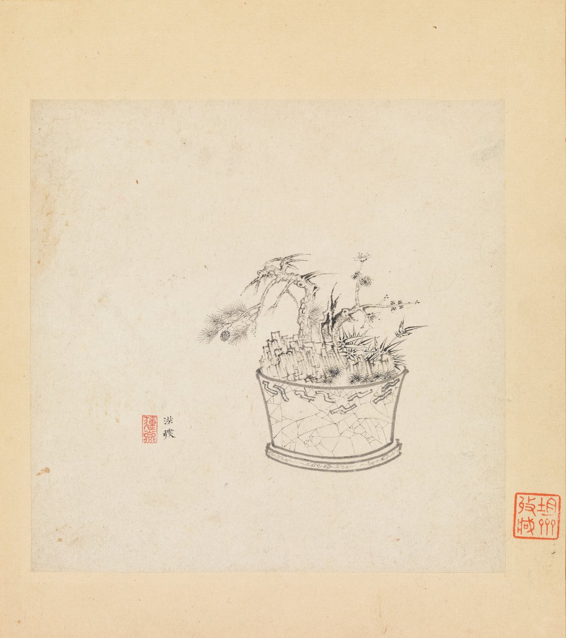 Verschiedene Studien, ein Blatt datiert 1619 von Chen Hongshou