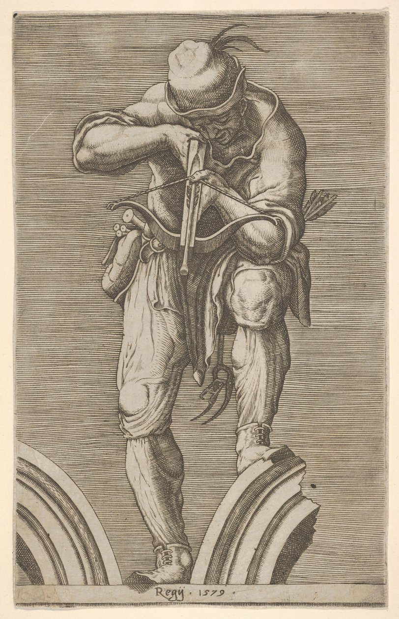 Ein Mann, der eine Armbrust schießt von Cherubino Alberti