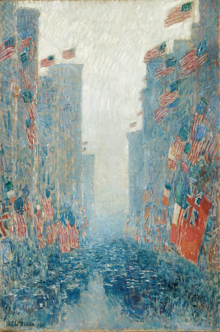 Flaggen, Nachmittag auf der Allee von Childe Frederick Hassam