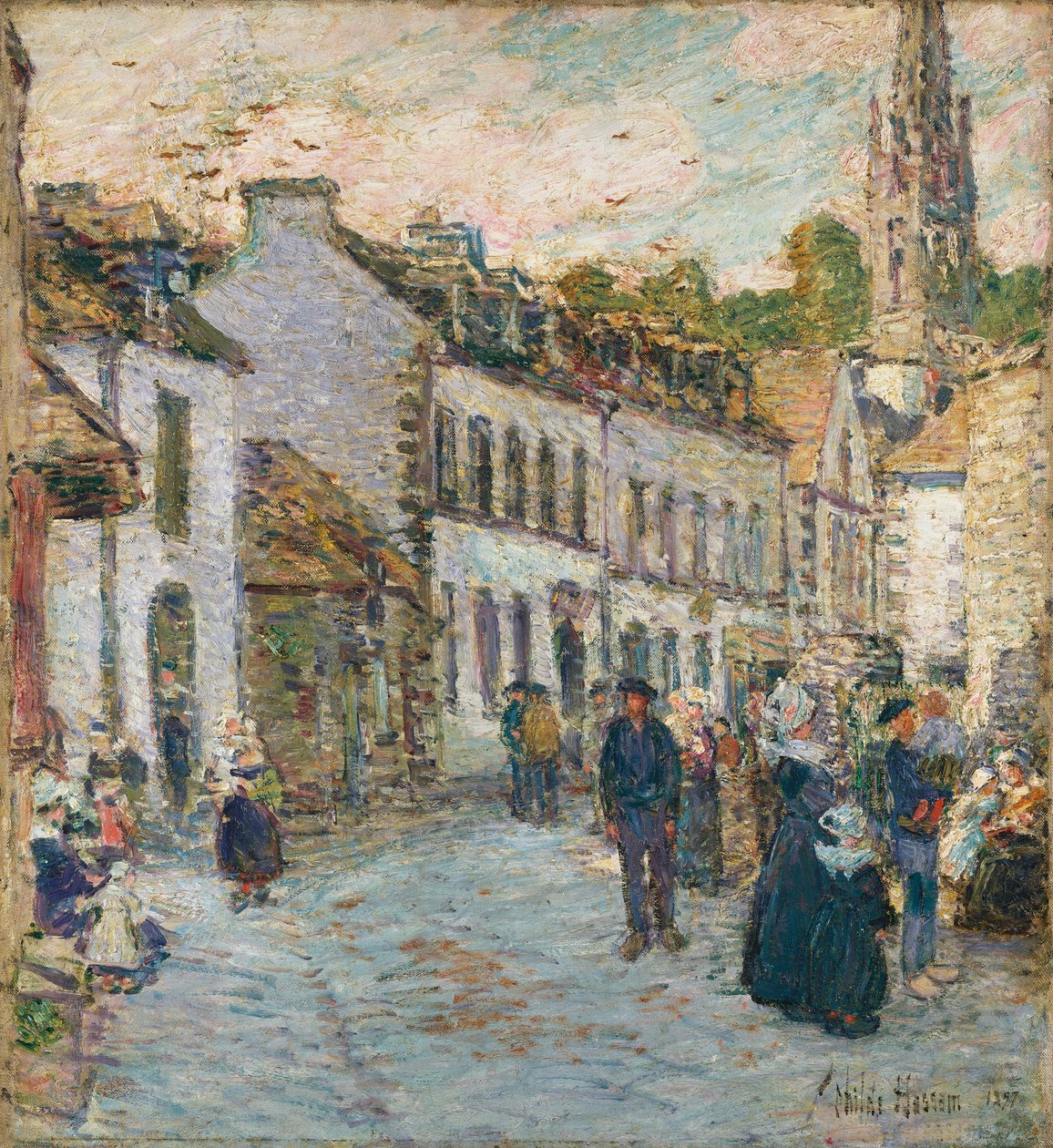 Straße in Pont Aven - Abend von Childe Frederick Hassam