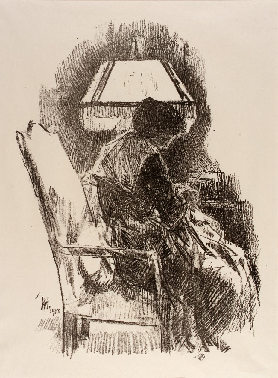 Frau Hassam, beim Stricken von Childe Hassam