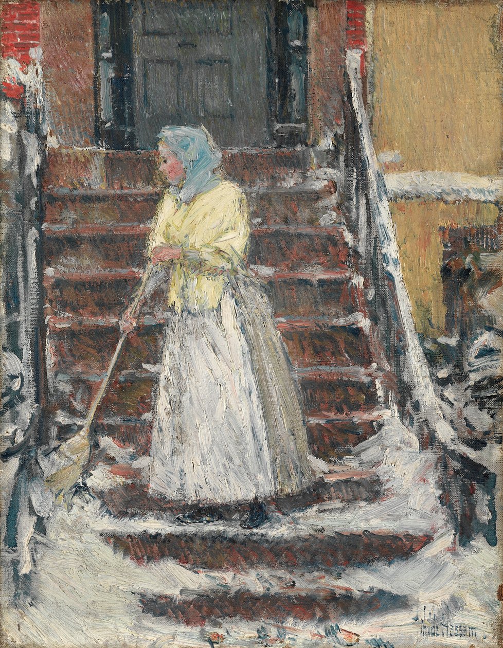 Schneefegen von Childe Hassam