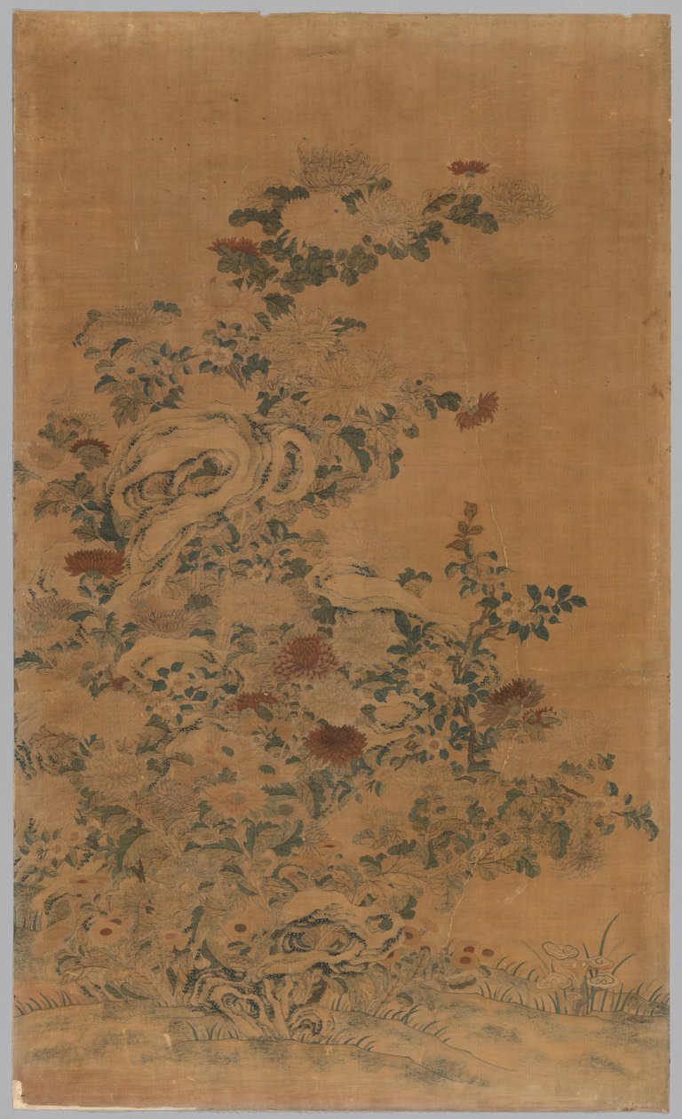 Kesi-Panel: Felsen und Chrysanthemen von China, Qing dynasty