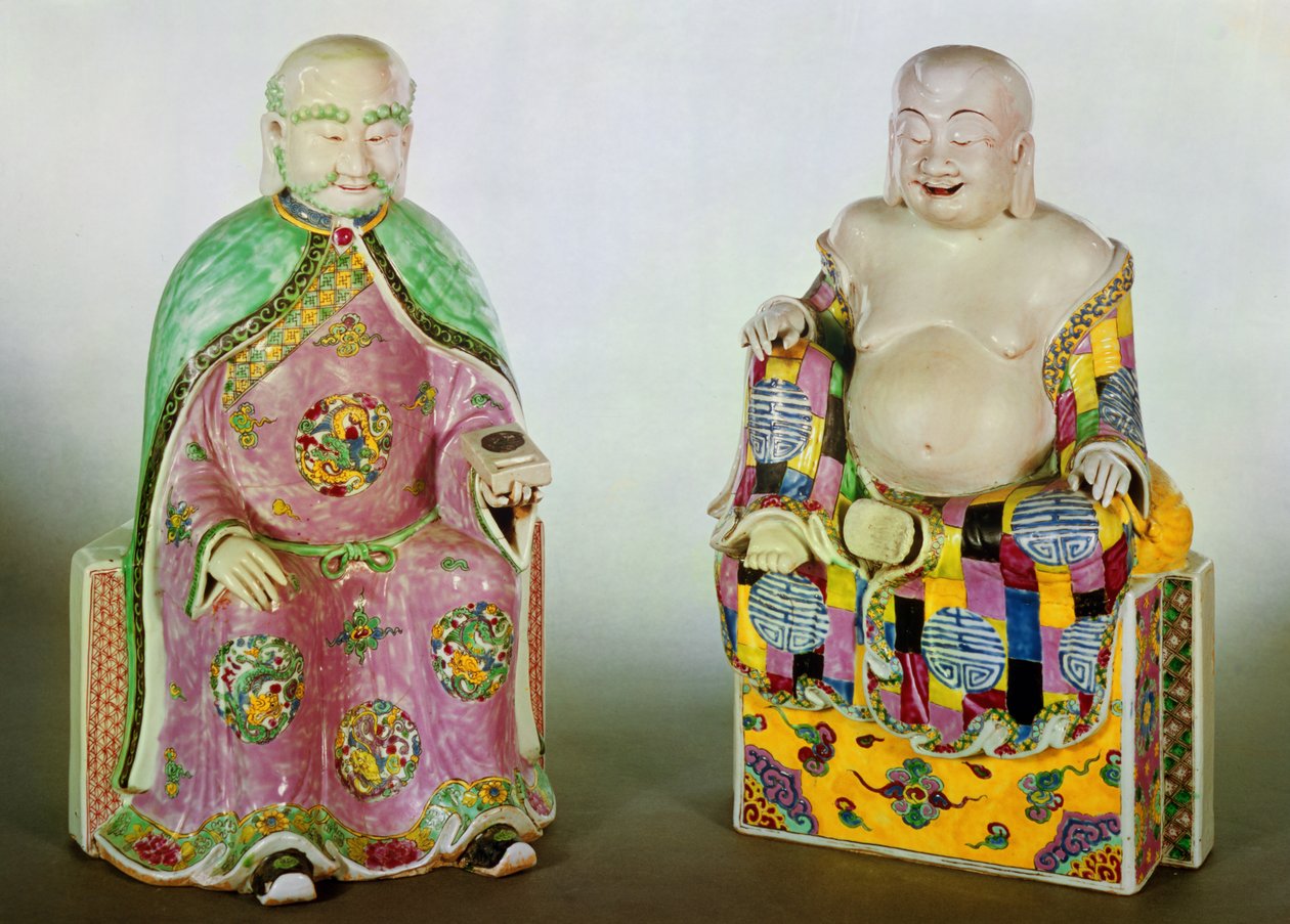Zwei Buddha-Figuren, Chien Lung Periode (1736-95) von Chinese School