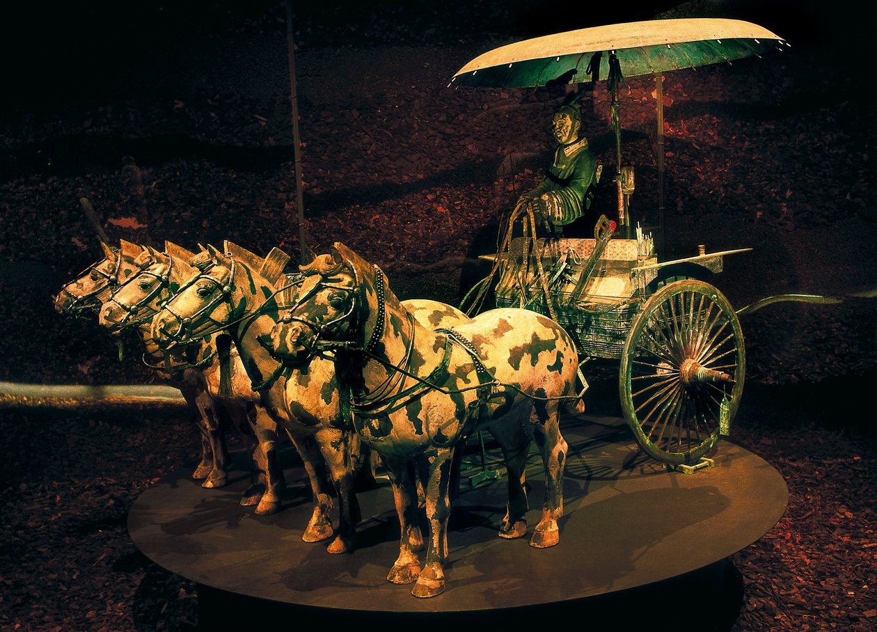 Quadriga, Qin-Dynastie, 221-206 v. Chr. (Bronzeskulptur) von Chinese School