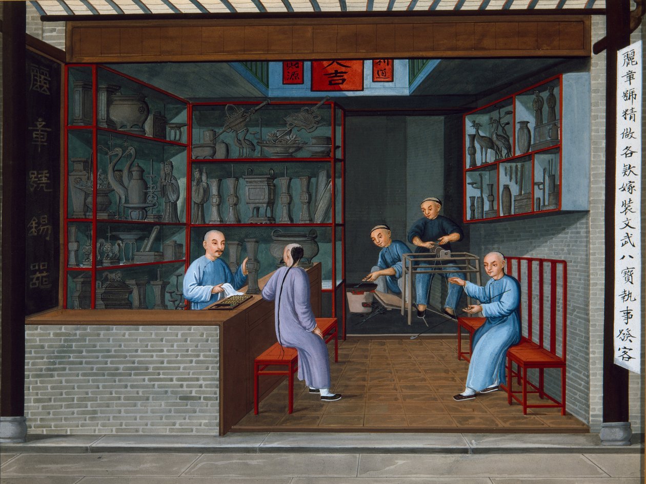 Verkauf von Tuttenage-Metallwaren, ca. 1825 von Chinese School