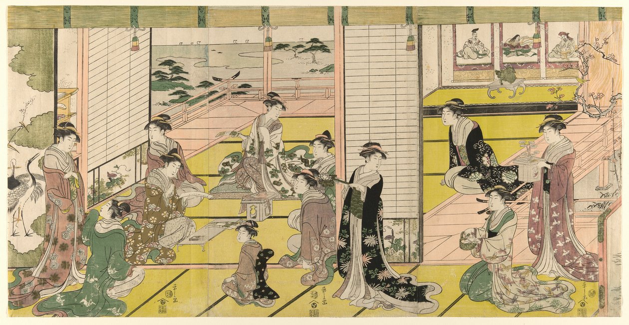 Eine Frauen-Poesie-Party von Chobunsai Eishi