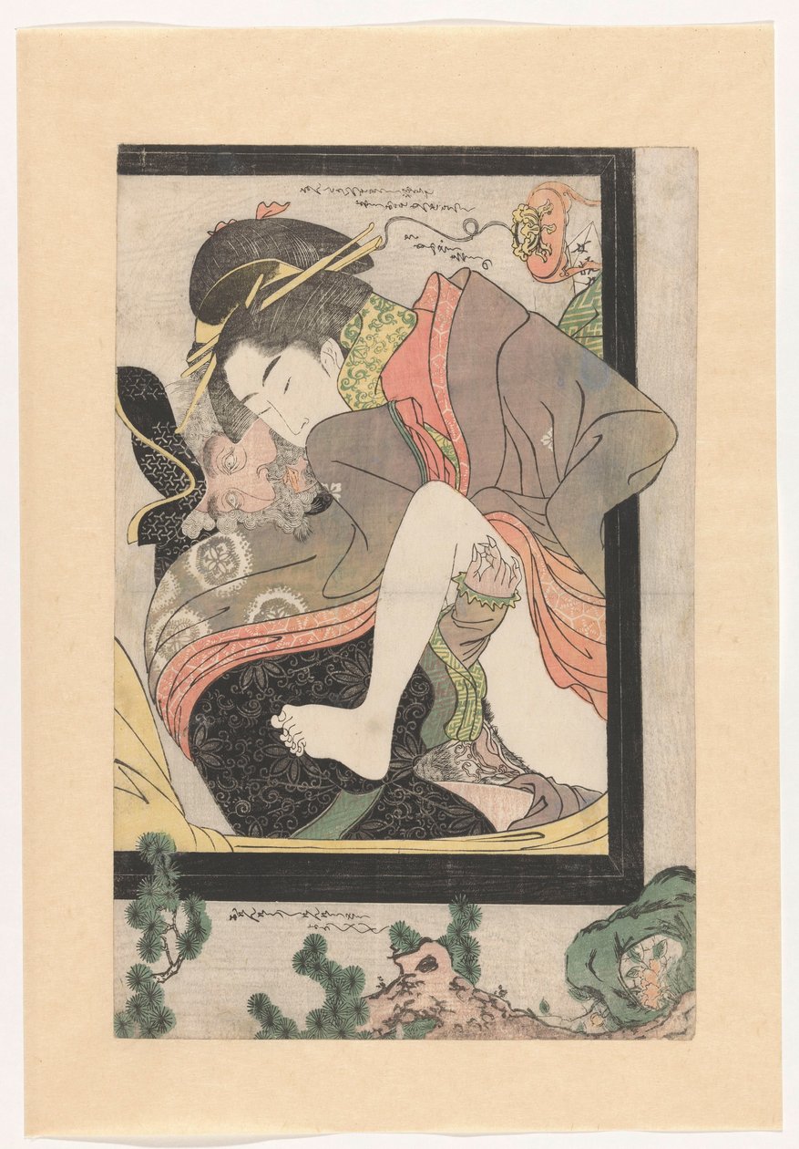 Holländer mit einer japanischen Kurtisane von Chokosai Eishô (attributed to)