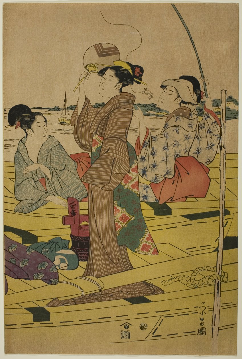 Frauen auf einem Fischerboot von Chokosai Eisho