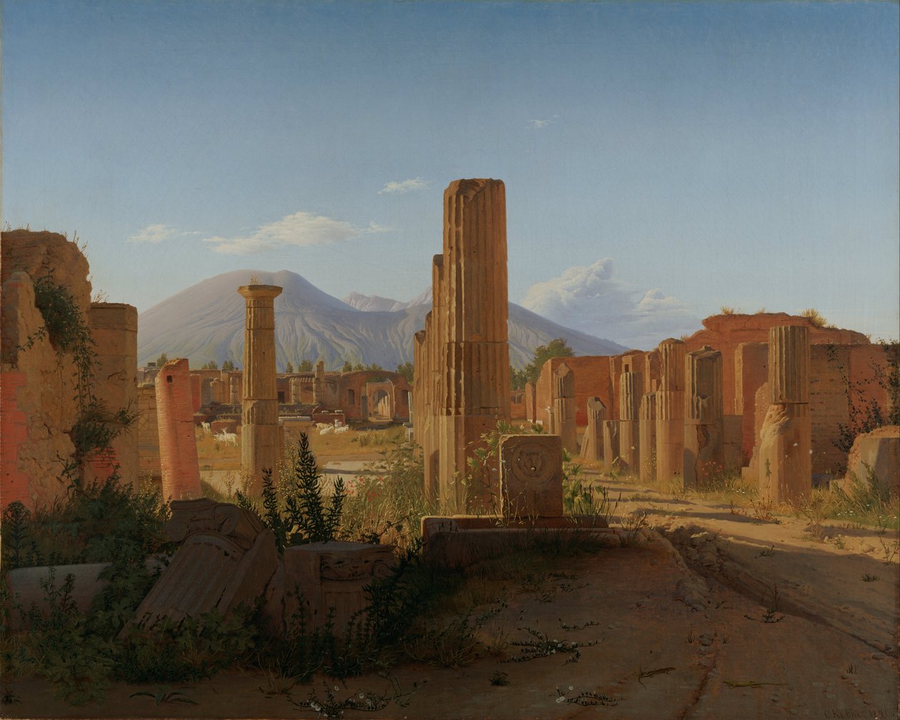 Das Forum in Pompeji mit dem Vesuv im Hintergrund von Christen Schjellerup Købke