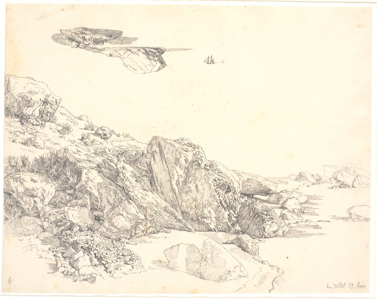 Felsenstudie von Capri von Christen Købke