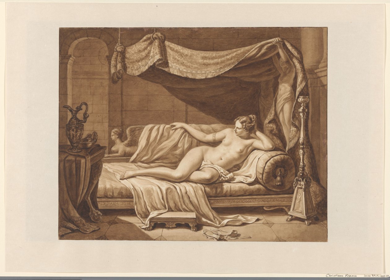 Weiblicher Akt in einem klassizistischen Interieur von Christiaan Kramm