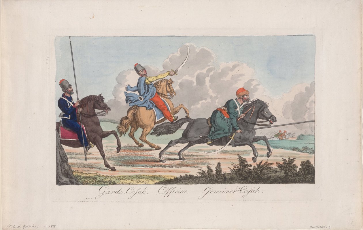 Leibgarde-Kosake, Offizier und Kosake von Christian Gottfried Heinrich Geissler